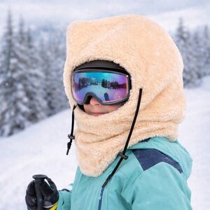 Cozy Tan Fleece Winter Hood
